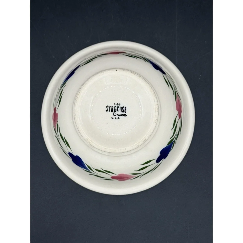 Vintage Syracuse China Bowl Pink Blue Floral 1-66 USA Cottagecore Replacement
